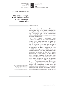 The concept of triple Helix extended model in Lodz in the light of