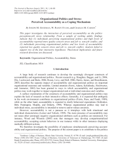 Organizational Politics and Stress: Perceived Accountability as a