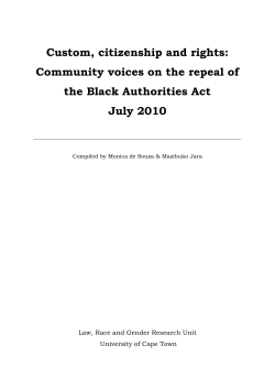 Custom, citizenship and rights: Community voices on the repeal of