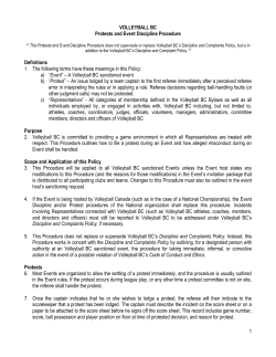 1 VOLLEYBALL BC Protests and Event Discipline Procedure