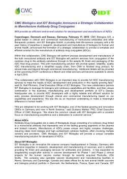 CMC Biologics and IDT Biologika Announce a Strategic