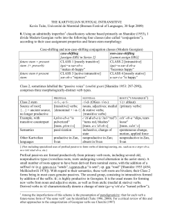 THE KARTVELIAN SUFFIXAL INTRANSITIVE Kevin Tuite