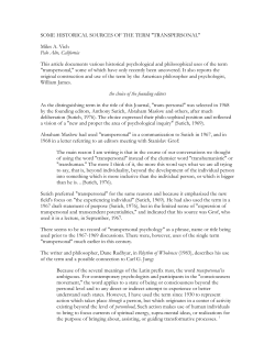 SOME HISTORICAL SOURCES OF THE TERM "TRANSPERSONAL