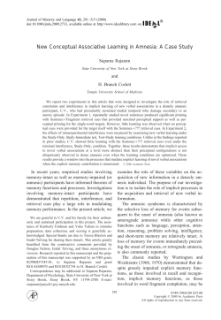 New Conceptual Associative Learning in Amnesia: A Case Study