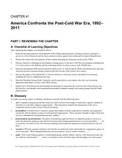 America Confronts the Post-Cold War Era, 1992&ndash; 2011