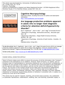 Cognitive Neuropsychology Are language production