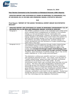 UPDATED REPORT AND SYNTHESIS O - Biosafety Clearing