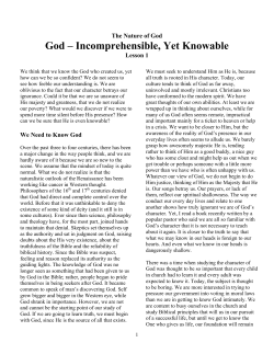 God – Incomprehensible, Yet Knowable