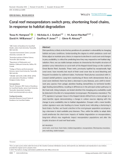 Coral reef mesopredators switch prey, shortening food chains, in