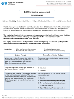 Preauthorization Caller Guide: BCBSIL Medical Management 800