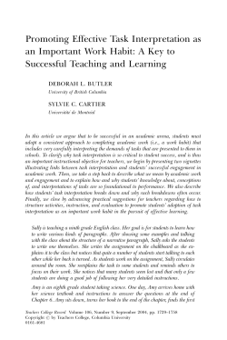 Promoting Effective Task Interpretation as an Important