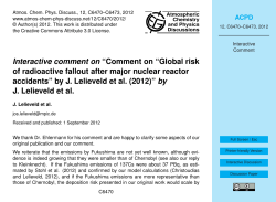 Interactive comment on &ldquo;Comment on &ldquo;Global risk of radioactive