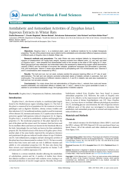 Antidiabetic and Antioxidant Activities of Zizyphus lotus L Aqueous