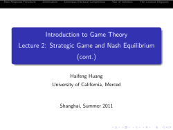 Introduction to Game Theory Lecture 2
