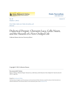 Gherasim Luca, Gellu Naum, and the Hazards of a Non