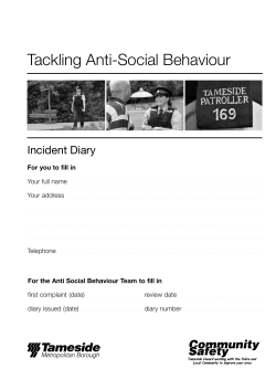 Anti Social Behaviour Incident Diary