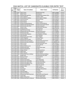 55th BATCH- LIST OF CANDIDATES ELIGIBLE FOR ENTRY TEST