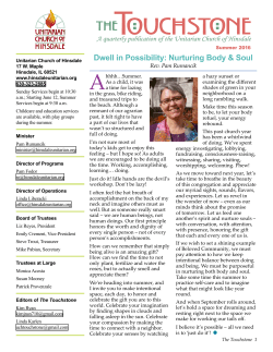 Summer 2016 Touchstone - Unitarian Church of Hinsdale