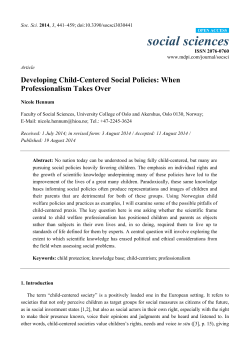 Developing Child-Centered Social Policies: When Professionalism