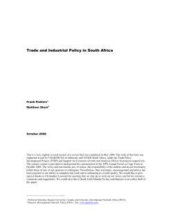 Trade and Industrial Policy in South Africa