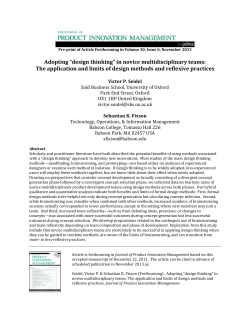 Adopting &ldquo;design thinking&rdquo; in novice multidisciplinary