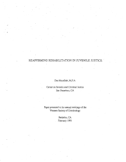 reaffirming rehabilitation in juvenile justice