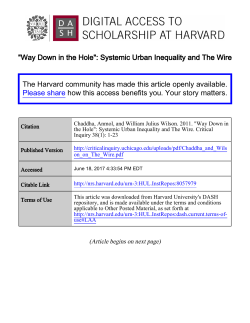 "Way Down in the Hole": Systemic Urban Inequality and The Wire