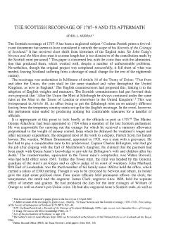 the scottish recoinage of 1707-9 and its aftermath