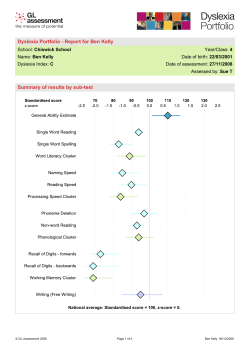 Dyslexia Portfolio - Report for Ben Kelly Summary of results by sub-test