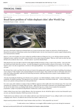 Brazil faces problem of `white elephant cities` after World Cup