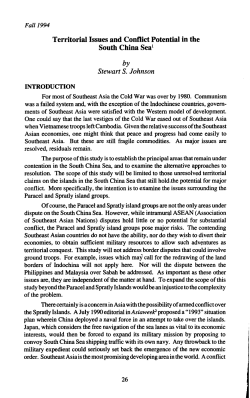 Territorial Issues and Conflict Potential in the South China Sea1 by