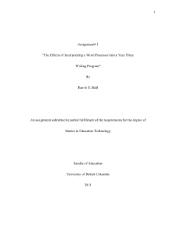 Assignment# 1 "The Effects of Incorporating a Word Processor into a