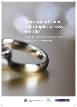 Marriage of same sex couples across the UK