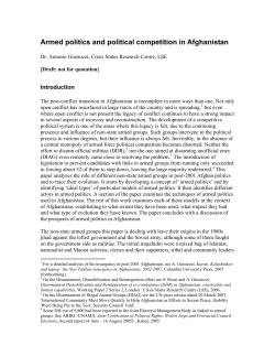 Armed politics and political competition in Afghanistan