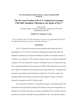 The Net Asset Position of the U.S. National Government, 1784
