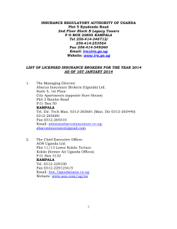 1 INSURANCE REGULATORY AUTHORITY OF UGANDA Plot 5