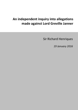 An independent inquiry into allegations made against Lord Greville