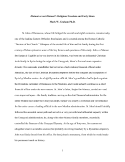 Dhimmi or not Dhimmi?: Religious Freedom and Early Islam Mark W