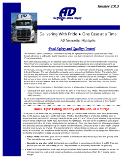 Delivering With Pride One Case at a Time Food Safety and Quality