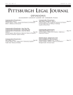 Pittsburgh Legal Journal Opinions - Allegheny County Bar Association