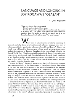 LANGUAGE AND LONGING IN JOY KOGAWA`S "OBASAN"