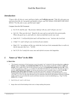 God the Rest-Giver - A Christian Thinktank