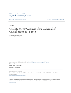 Guide to MF489 Archives of the Cathedral of Ciudad Juarez, 1671