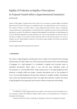 Rigidity of Predicates as Rigidity of Descriptions (A Proposal Framed