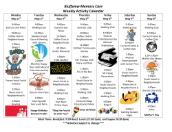 Bluffview Memory Care Weekly Activity Calendar