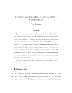 Syntactic Neutralization in Double Object Constructions