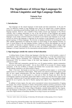 The Significance of African Sign Languages for African Linguistics