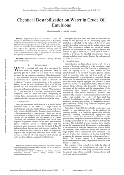 Chemical Destabilization on Water in Crude Oil Emulsions
