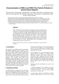 Characterisation of PM2.5 and PM10 Fine Particle Pollution