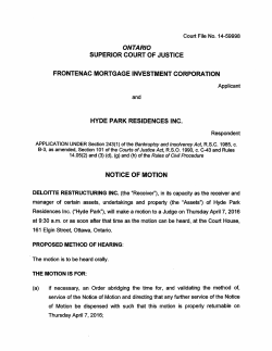 (a) if necessary, an Order abridging the time for, and validating the